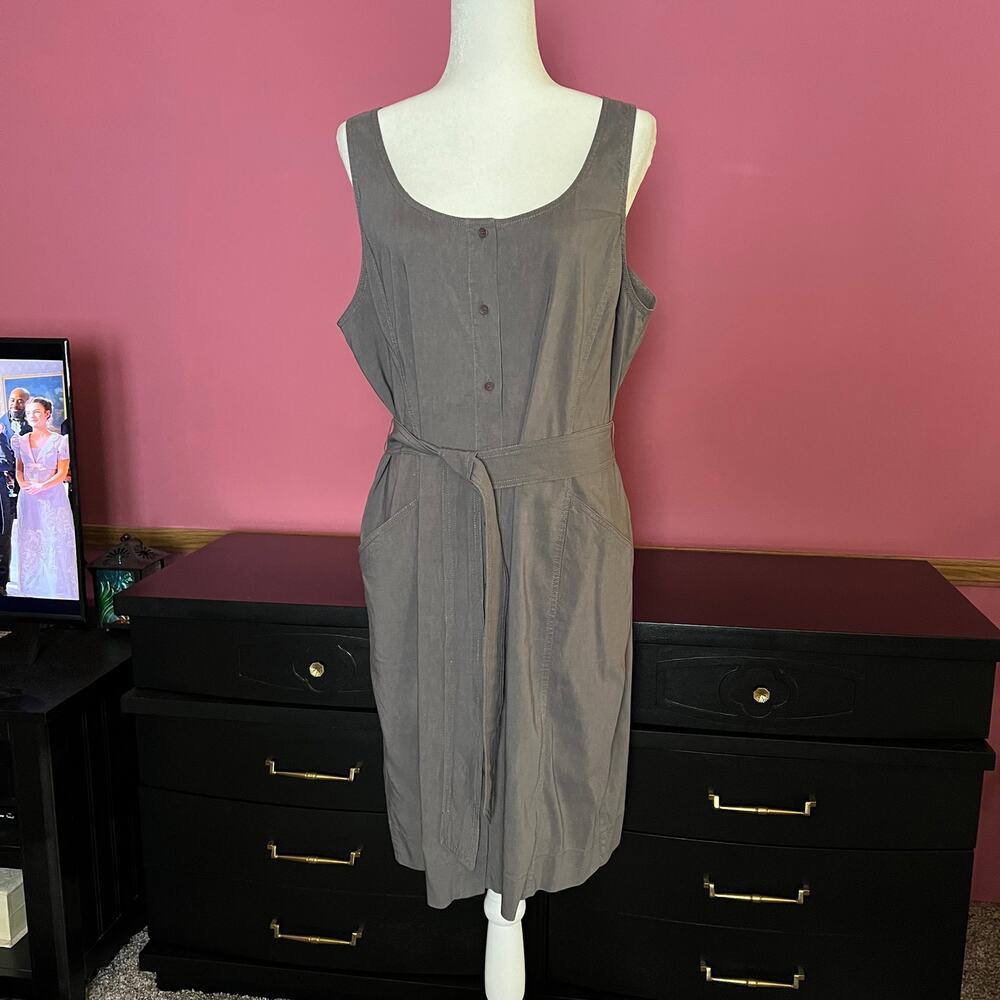 Eileen Fisher Women Linen Gray Sleeveless Dress size L